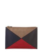Colorblock Perforated Clutch Bag, Navy/red