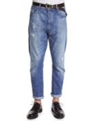 Five-pocket Distressed Denim Jeans,