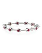 Estate 18k White Gold Diamond And Ruby Station Bracelet