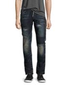 Demon Dark Wash Slim Jeans With Zipper, Fossil