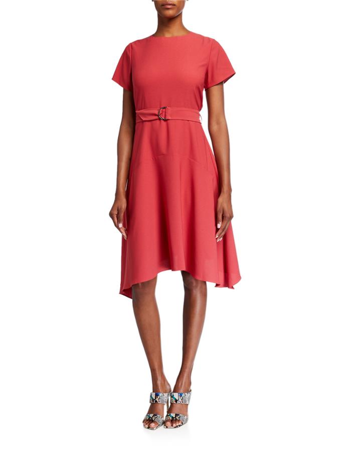 Short-sleeve Dress With Handkerchief Hem