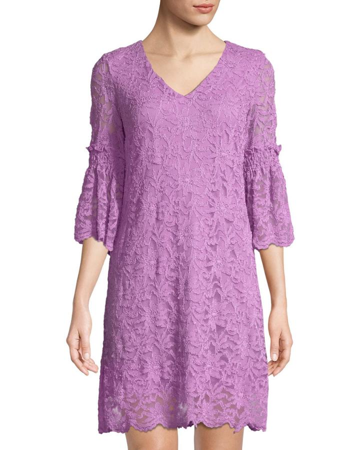 Flare-sleeve Lace A-line Dress