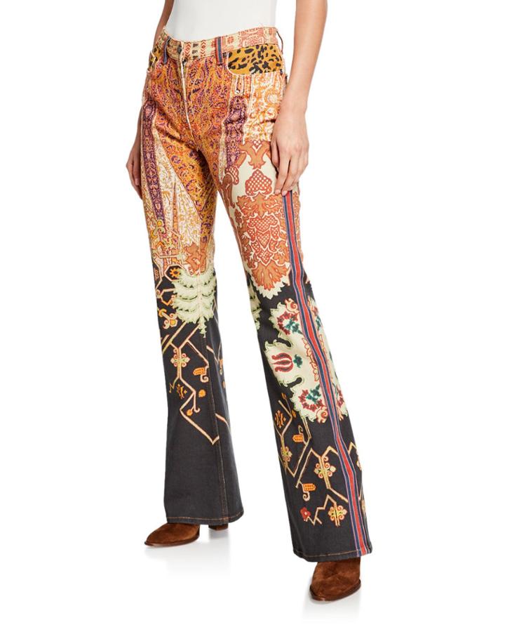 Animal Patchwork Flare Jeans
