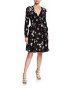 Floral A-line Applique Tie-waist Dress