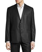 Wool-blend Pinstripe Suit, Black/gray