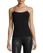 Strappy Cross-back Cutout Camisole, Black