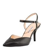 Arden Low-heel Leather Dress Halter Pump