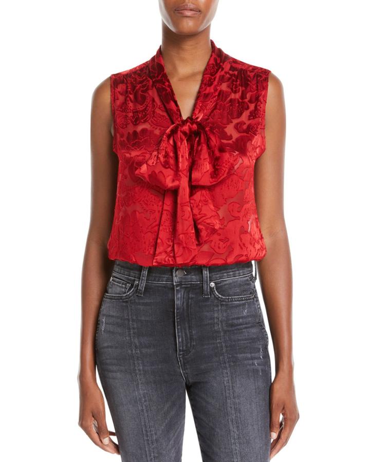 Arie Sleeveless Tie-neck Blouse