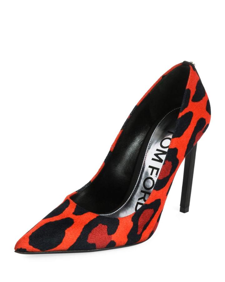 Leopard-print Velvet Pumps