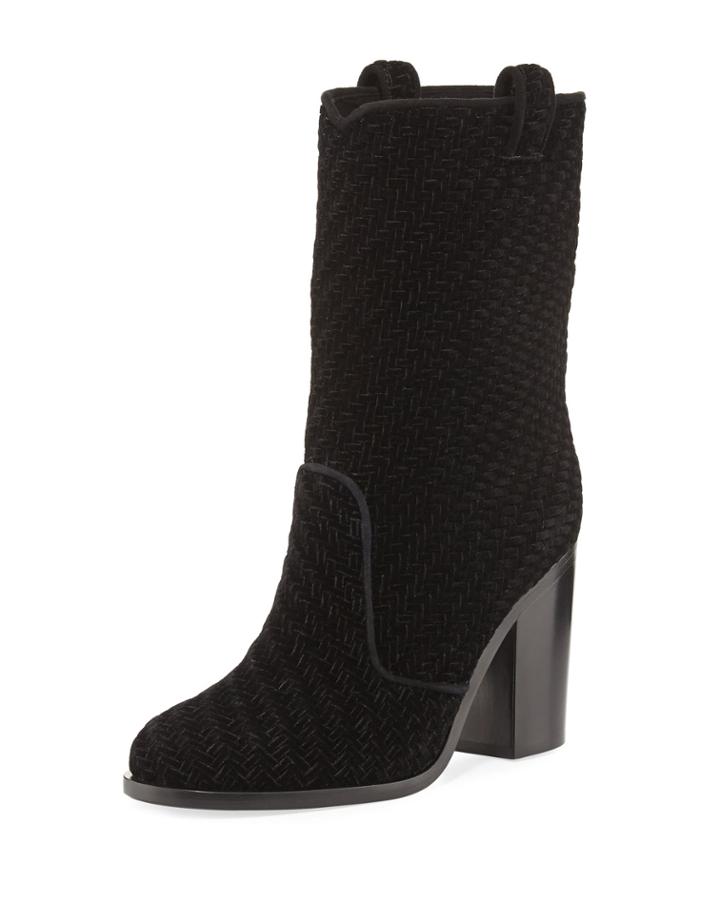 Pippo Woven Velvet 95mm Bootie, Black