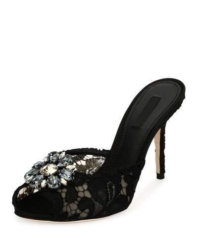 Jeweled Lace Slide