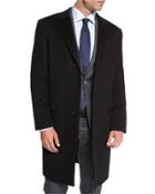 Classic Cashmere Single-breasted Topcoat, Black