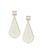 Stone Teardrop Earrings, White