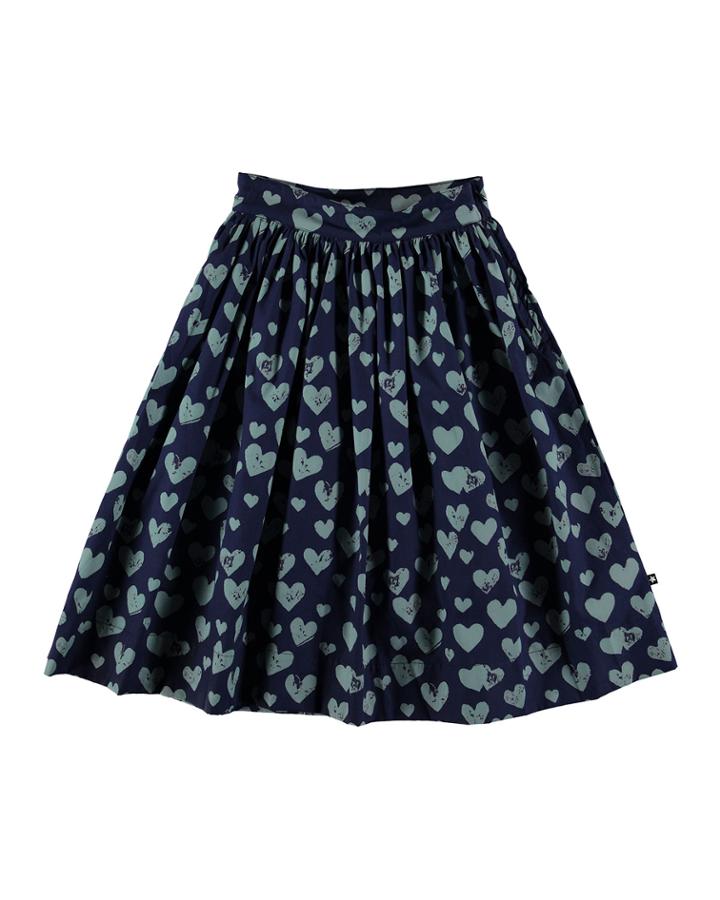 Brittany Heart Print Woven Midi Skirt,