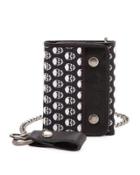 Skull-print Leather Chain Wallet