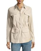 Nubuck Safari Shirt Jacket, Beige
