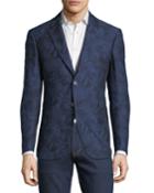 Palm-leaf Jacquard Two-button Cotton-linen