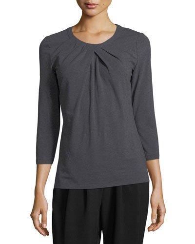 Scoop-neck Pleat-detail Top