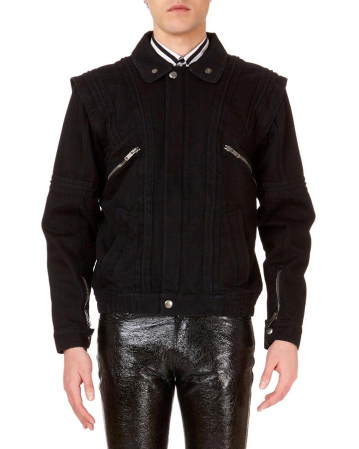 Men's Convertible Jean Jacket With Faux-shearling