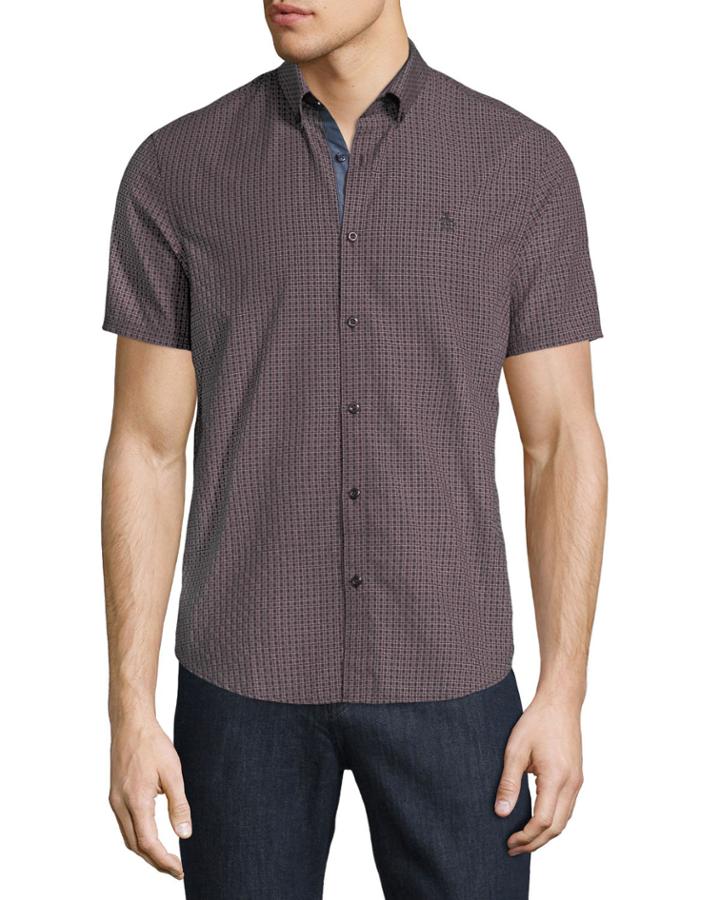 Men's Geometric-dobby Short-sleeve