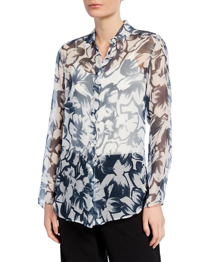 Leanne Silk Long-sleeve Blouse