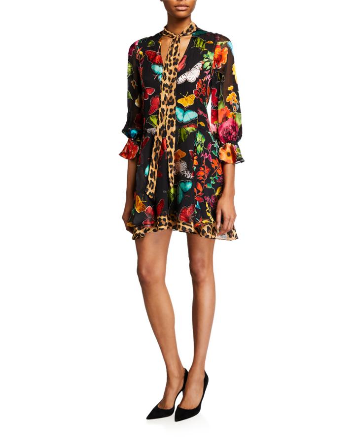 Moore Layered Short Blouson-sleeve Dress