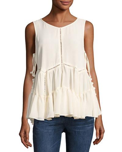Sleeveless Ruffled-hem Top
