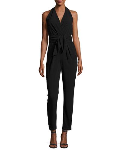 Crepe Halter Jumpsuit, Black