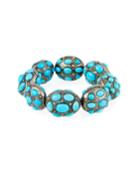 Turquoise And Diamond Pave Bead Bracelet
