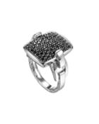 Classic Chain Silver Lava Black Sapphire Ring,