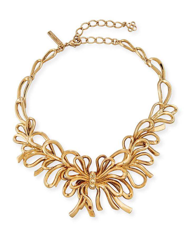 Sculpted Golden Bow Necklace