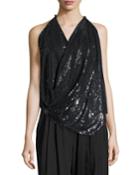 Sequined Draped Transformer Top