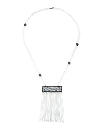 Rainbow Moonstone Tassel Necklace With Black