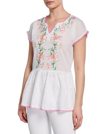 Coco Floral Embroidered Peplum Top