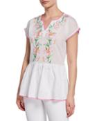 Coco Floral Embroidered Peplum Top