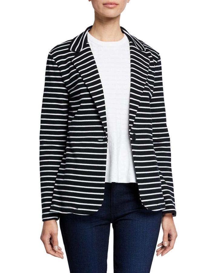 French Terry Striped Button Blazer
