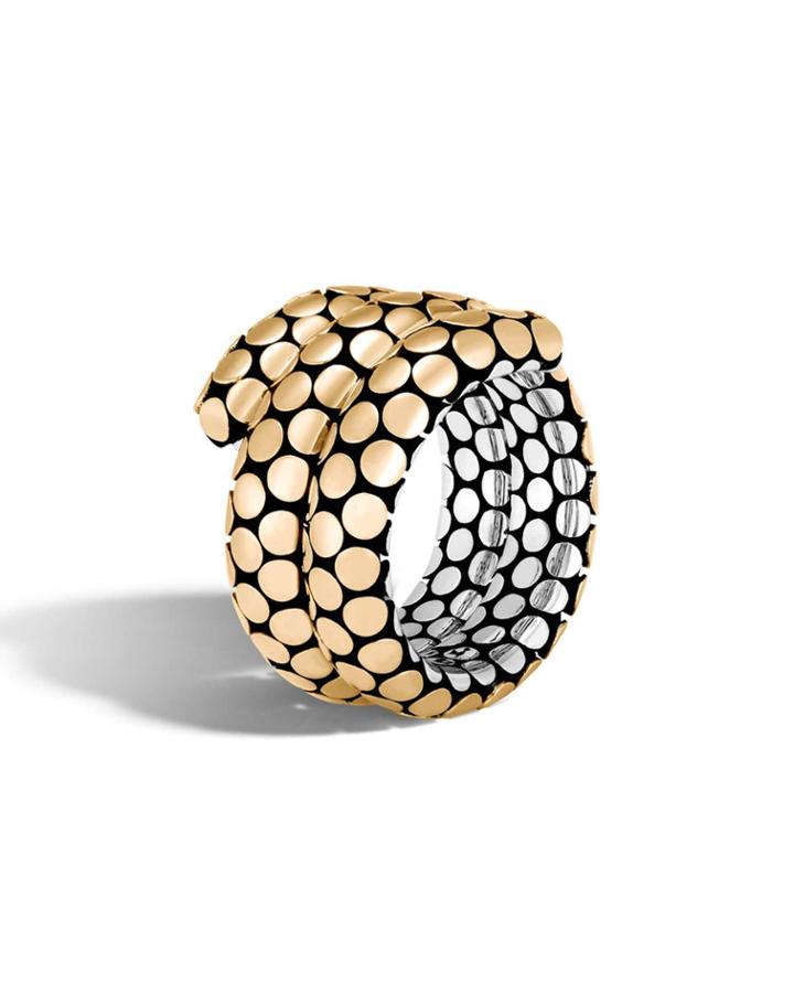 Dot Silver & 18k Gold Double-coil Ring,