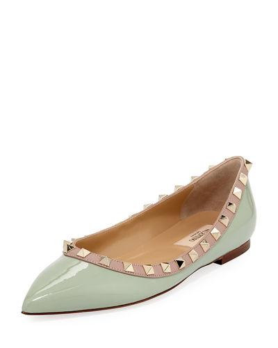 Patent Leather Rockstud Ballerina Flat