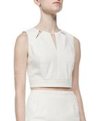 Geometric Cutout Crop Top, Cream