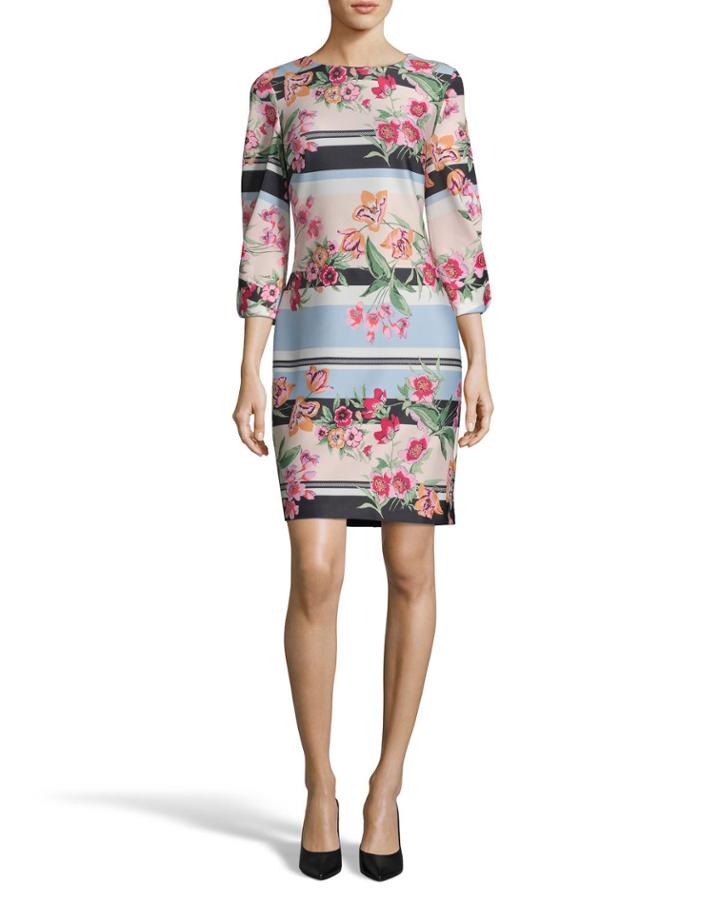 Floral 3/4-sleeve Scuba