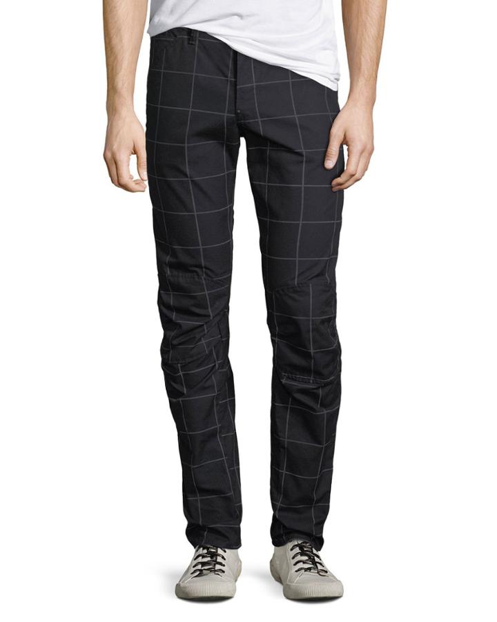 Men's 3d Tapered Grid-print Pants