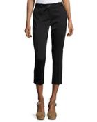 Miranda Crepe Cropped Ankle Pant, Black