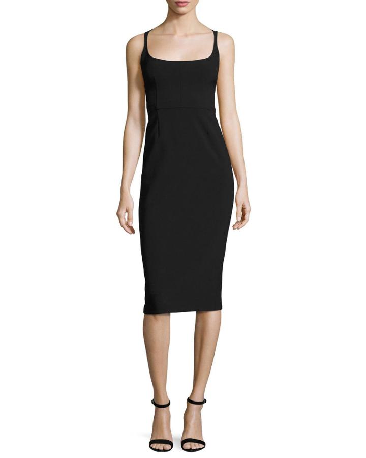 Open-back Sleeveless Sheath Dress, Black