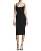 Open-back Sleeveless Sheath Dress, Black