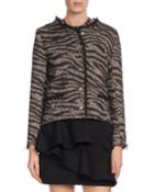 Lycia Snap-front Zebra-print Wool Jacket