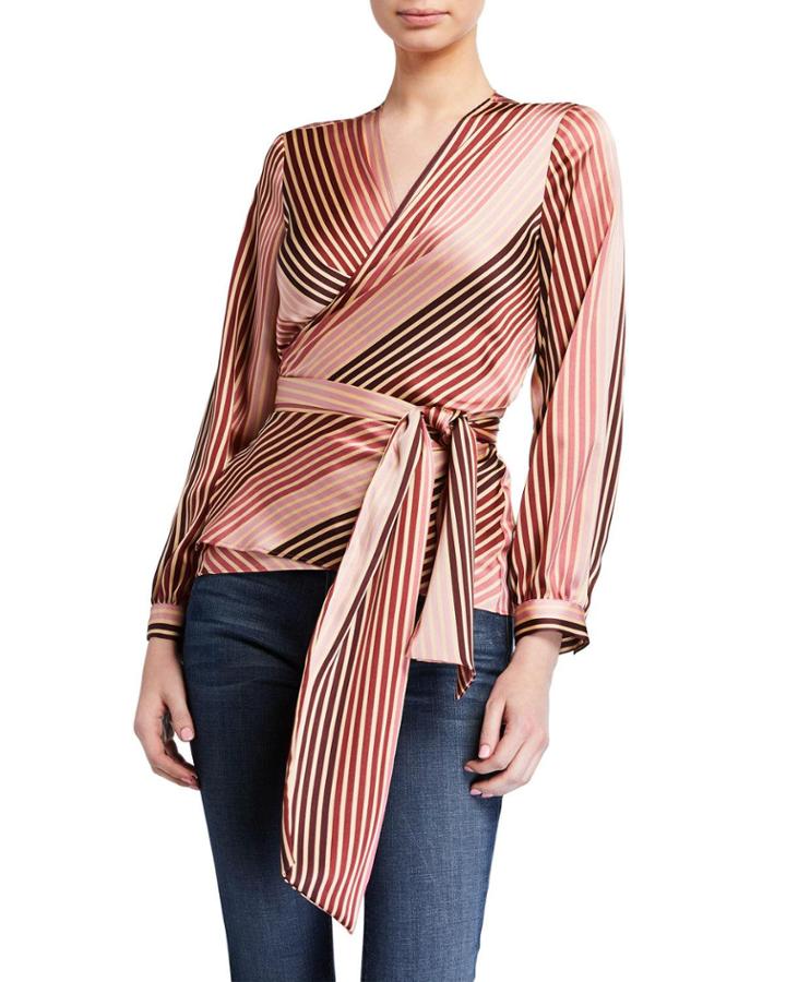 Long-sleeve Stripe Soiree Wrap Top