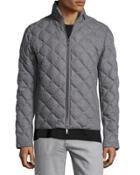 Diamond-quilted Flannel Jacket, Gray