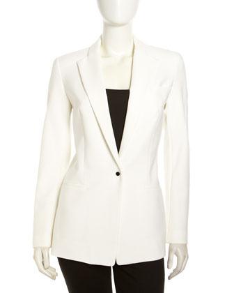 Robert Rodriguez Tech-fabric Long Tuxedo Jacket, Ivory