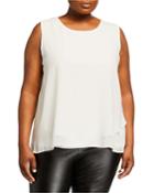 Plus Size Sleeveless Asymmetric Chiffon Blouse