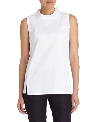 Raven High-neck Sleeveless Poplin Tunic